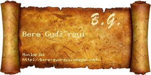 Bere Györgyi névjegykártya